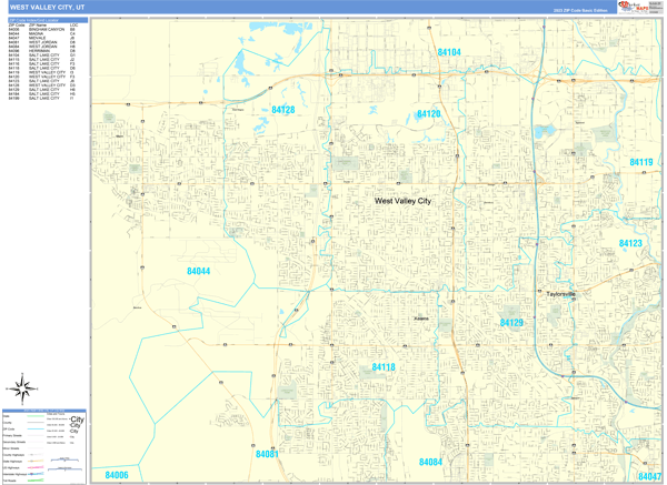 West Valley City Zip Code Wall Map